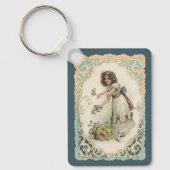Vintager Viktorianischer Valentinstag, Mädchen mit Schlüsselanhänger (Vorderseite)