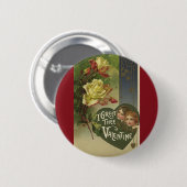 Vintager Viktorianischer Valentinstag, Mädchen und Button (Vorne & Hinten)