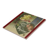 Vintager Viktorianischer Valentinstag, Mädchen und Fliese (Seite)