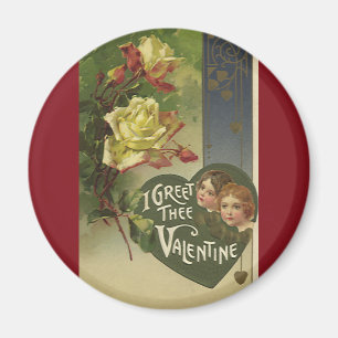 Vintager Viktorianischer Valentinstag, Mädchen und Magnet