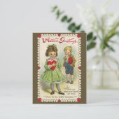 Vintager Viktorianischer Valentinstag, schüchterne Feiertagspostkarte (Stehend Vorderseite)