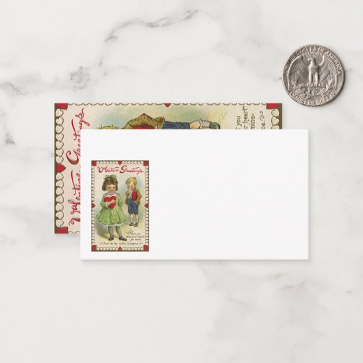 Vintager Viktorianischer Valentinstag, schüchterne Mitteilungskarte (Vorderseite/Rückseite Beispiel)