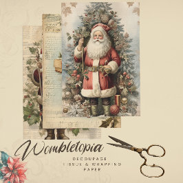 Vintager Viktorianischer Vater Weihnachtsdekoupage Geschenkpapier Set