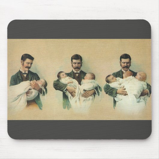 Vintager Viktorianischer Vatertag, es sind Triplet Mousepad (Vorne)