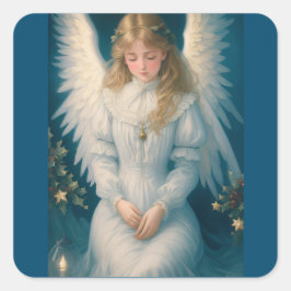 Vintager Viktorianischer Weihnachtsgel Quadratischer Aufkleber