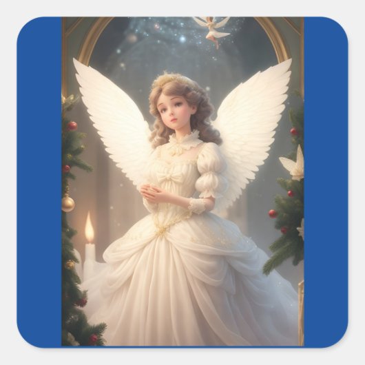 Vintager Viktorianischer Weihnachtsgel Quadratischer Aufkleber (Vorderseite)