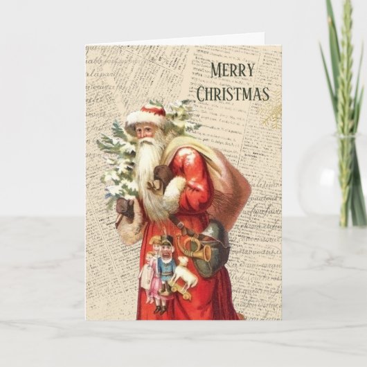 Vintager Viktorianischer Weihnachtsmann Dankeskarte (Vorderseite)