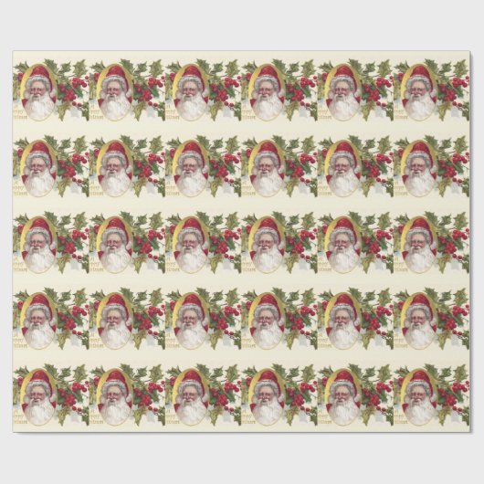 Vintager viktorianischer Weihnachtsmann, Geschenkpapier (Flach)