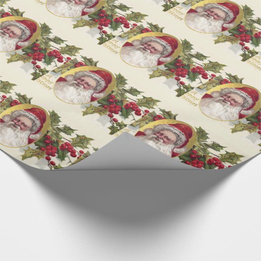 Vintager viktorianischer Weihnachtsmann, Geschenkpapier (Ecke)