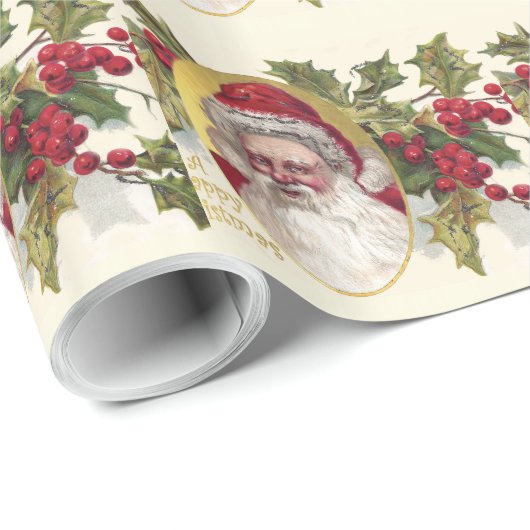 Vintager viktorianischer Weihnachtsmann, Geschenkpapier (Rolleneckpunkt)
