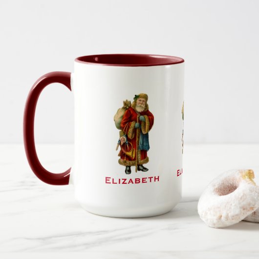 Vintager Viktorianischer Weihnachtsmann mit Spielz Tasse (Mit Donut)