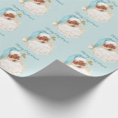 Vintager Viktorianischer Weihnachtsmann mit Türkis Geschenkpapier (Ecke)