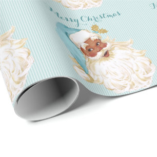 Vintager Viktorianischer Weihnachtsmann mit Türkis Geschenkpapier