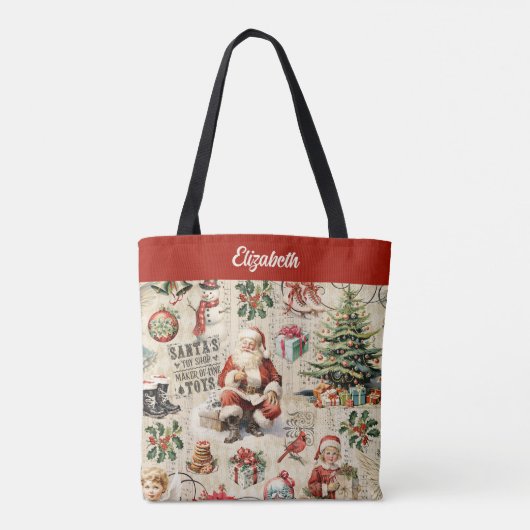 Vintager Viktorianischer Weihnachtsmann Tasche (Rückseite)