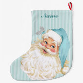 Vintager Viktorianischer Weihnachtsmann Türkis Großer Weihnachtsstrumpf (Rückseite)