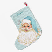 Vintager Viktorianischer Weihnachtsmann Türkis Großer Weihnachtsstrumpf (Rückseite (Hängend))