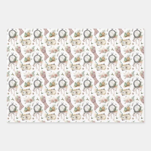 Vintager Viktorianischer Weihnachtsurlaub Geschenkpapier Set (Vorderseite 2)