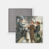 Vintager Viktorianischer Weihnachtsversand Magnet (Vorderseite/Rückseite)
