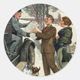 Vintager Viktorianischer Weihnachtsversand Runder Aufkleber