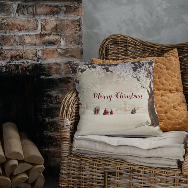 Vintager Viktorianischer Winterurlaub Weihnachten Kissen (Von Creator hochgeladen)
