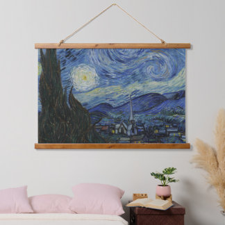Vintager Vincent van Gogh Die Sternennacht Wandteppich Mit Holzrahmen