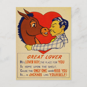 Vintager Vinegar Jackass Valentinstag Postkarte