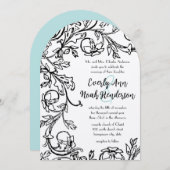 Vintager Vintager Blumenwirbel Einladungen für Hoc (Vorne/Hinten)