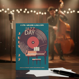 Vintager Vinyl & Piano Jazz-Tag Einladung