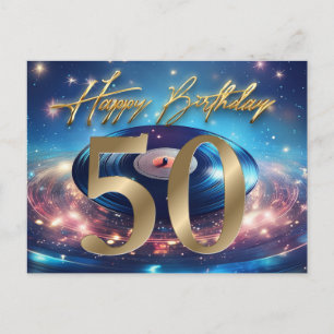 Vintager Vinyl Record Happy 50. Geburtstag Postkarte