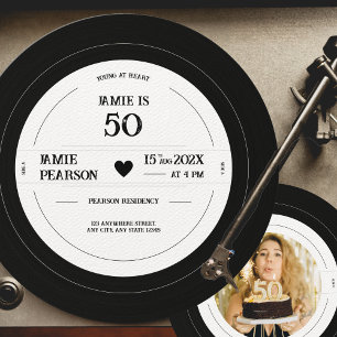 Vintager Vinyl Record Mlestone Geburtstag Einladung