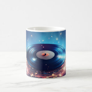 Vintager Vinyl-Rekord mit Sternen Kaffeetasse