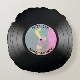 Vintager Vinylmusik-Aufzeichnungs-Nachtklub oder Rundes Kissen