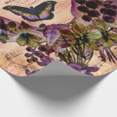 Vintager Violet Butterfly Ephemera Decoupage Tissu Geschenkpapier (Ecke)