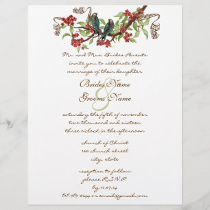 Vintager Vogel Aquamarin & Red Wedding Einladungen