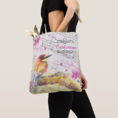 Vintager Vogel auf Baumrosa Blume entmutigen Tasche (Von Nahem)