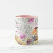 Vintager Vogel auf Baumrosa Blume entmutigen Tasse (Zentrum)
