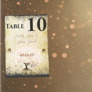 Vintager Vogel aus dem Herzen Tischnummer