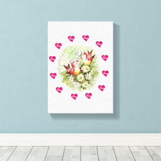 Vintager Vogel aus der Leinwand (Insitu (Holzboden))