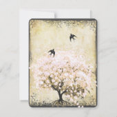 Vintager Vogel aus Herzleder, rosa Tree, Save the Date (Rückseite)