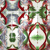 Vintager Vogel Barkcloth abstrakte Tiki Insel Stoff (Kachel)