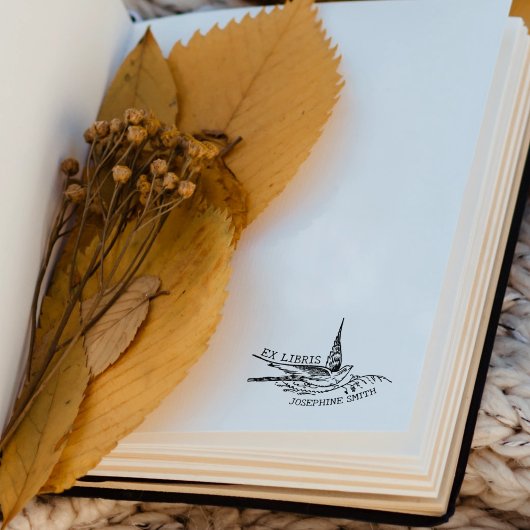 Vintager Vogel, Bibliothek und Libris Gummistempel