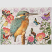 Vintager Vogel, Blume Schmetterlingsmusik, Entfärb Seidenpapier (Vorderseite)