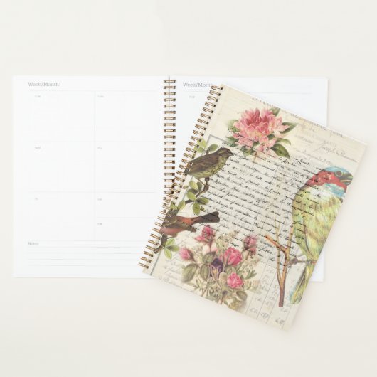 Vintager Vogel-Decoupage Botanische Ephemonie Planer (Anzeige)