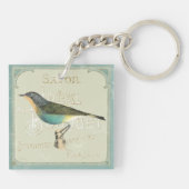 Vintager Vogel, der das links gegenüberstellt Schlüsselanhänger (Rückseite)