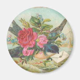 Vintager Vogel, der einen Brief abgibt Magnet