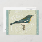 Vintager Vogel gegenüber der Rechten Postkarte (Vorne/Hinten)