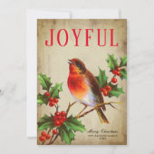 Vintager Vogel + Holly-Blätter Nicht-Foto-Urlaubsk (Vorderseite)