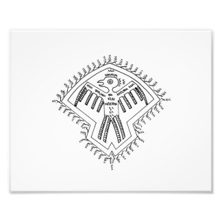 Vintager Vogel im aztec-Stil gejagt zeichn.png Fotodruck