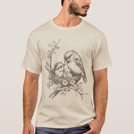 Vintager Vogel im Nest T-Shirt