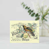 Vintager Vogel im Obstbaum Ephemera Collage Postkarte (Stehend Vorderseite)